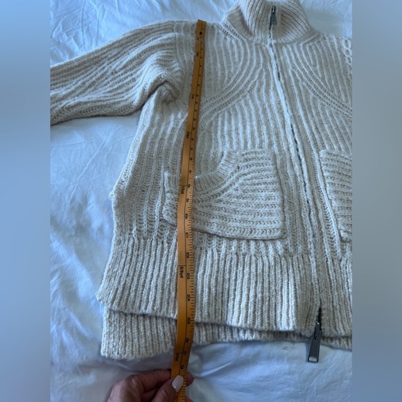 ANTHROPOLOGIE Pilcro Chunky Knit Zip Up Sweater Jacket Size Oversized Cream XS. - Picture 4 of 12